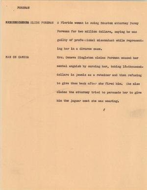 Primary view of object titled '[News Script: Foreman]'.