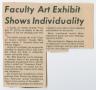 Clipping: [Clipping: Faculty Art Exhibit Shows Individuality]