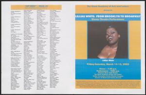 Primary view of [Program: Lillias White: From Brooklyn to Broadway Dinner Theatre Performance]