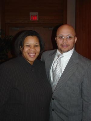 Primary view of [Cheylon Brown and speaker at 2005 event]
