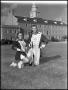 Photograph: [Marching Band Baton Twirlers in front of Administration Building #2]