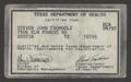 Image: [Texas Department of Health identification card]
