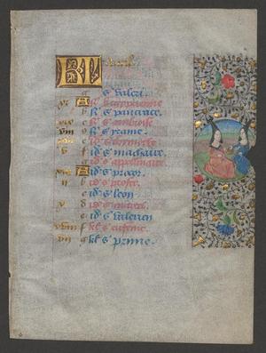 Primary view of [French Book of Hours Liturgical Calendar, April, Late 15th Century]