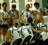 Photograph: [UNT volleyball team huddles during 2006 Sun Belt Conference, 1]
