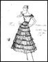 Artwork: [Sketch created by Michael Faircloth of a dress with a tucked waist]