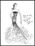 Artwork: [Sketch created by Michael Faircloth of a dress with a flaired skirt]