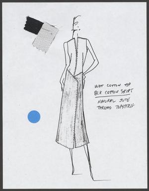 Primary view of [Sketch created by Michael Faircloth of a patterned top and skirt