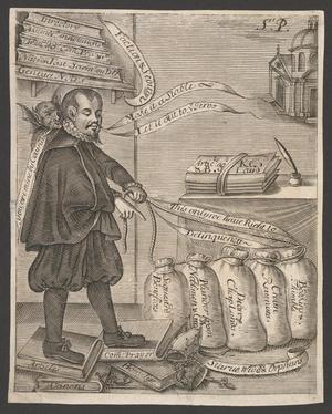 Primary view of [Satirical print of English political figure Hugh Peters c.1600]