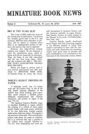 Primary view of object titled 'Miniature Book News, Number 8, June 1967'.