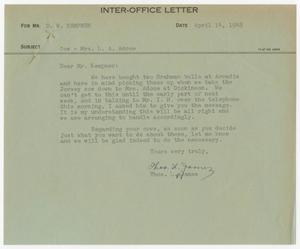 Primary view of [Letter from T. L. James to D. W. Kempner, April 14, 1948]