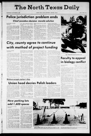 Primary view of The North Texas Daily (Denton, Tex.), Vol. 65, No. 3, Ed. 1 Wednesday, September 2, 1981
