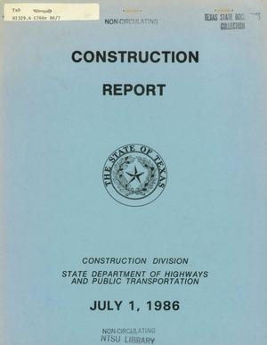 Primary view of Texas Construction Report: July 1986