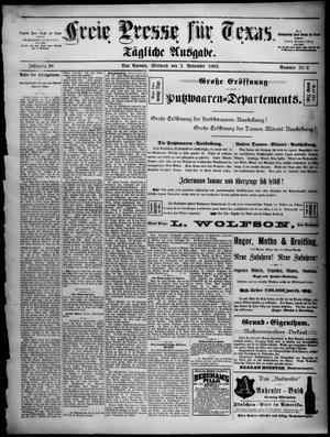Primary view of Freie Presse für Texas. (San Antonio, Tex.), Vol. 28, No. 3212, Ed. 1 Wednesday, November 2, 1892