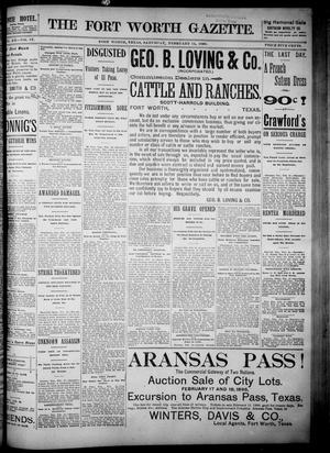 Primary view of Fort Worth Gazette. (Fort Worth, Tex.), Vol. 20, No. 67, Ed. 1, Saturday, February 15, 1896