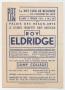 Pamphlet: Advertisement for Roy Eldridge at the Palais des Beaux Artes in Bruss…