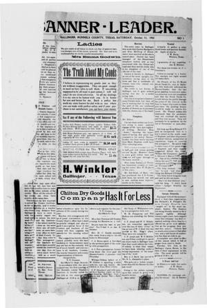 Primary view of Banner-Leader. (Ballinger, Tex.), Vol. [21], No. 1, Ed. 1 Saturday, October 11, 1902