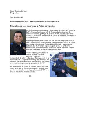 Rubén Puente será teniente de la Policía de Tránsito