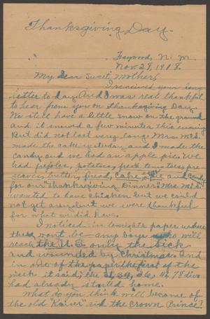 [Letter to Georgia Pound Cavett, November 29, 1918]