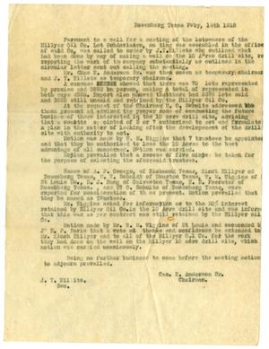 [Minutes for Hillyer Oil Compeny Meeting - 1918-02-14]