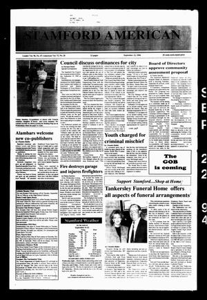 Stamford American (Stamford, Tex.), Vol. 72, No. 26, Ed. 1 Thursday, September 22, 1994