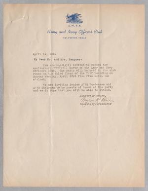 Primary view of [Letter from Myron R. Blee to Daniel W. Kempner, April 14, 1944]