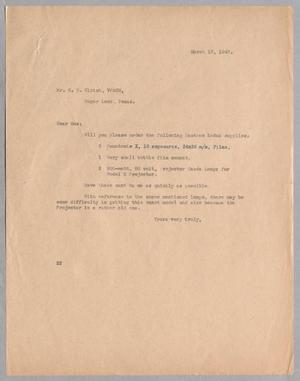 Primary view of [Letter from Daniel W. Kempner to Gus D. Ulrich, March 19, 1940]