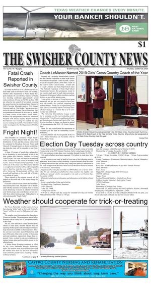 Primary view of The Swisher County News (Tulia, Tex.), Vol. 12, No. 45, Ed. 1 Thursday, October 29, 2020