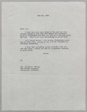 Primary view of [Letter from Daniel W. Kempner to Joseph R. Bertig, July 24, 1950]