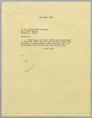 Primary view of [Letter from D. W. Kempner to O. P. Jackson Seed Co., Inc., July 24, 1950]