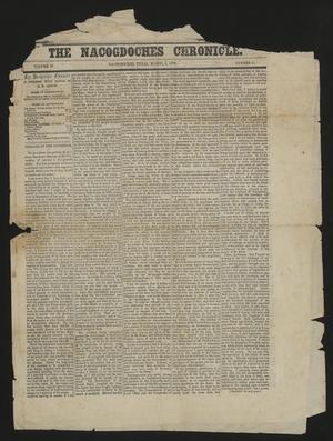 Primary view of The Nacogdoches Chronicle. (Nacogdoches, Tex.), Vol. 10, No. 6, Ed. 1 Monday, March 5, 1866