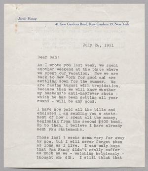 Primary view of [Letter from Inge Honig to Daniel W. Kempner, July 24, 1951]