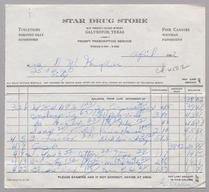 Primary view of [Invoice from Star Drug Store: April, 1952]