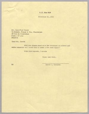 Primary view of [Letter from Harris L. Kempner to Jean-Paul David, November 30, 1965]