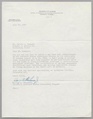 Primary view of [Letter from Harvey A. Stackman, Jr. to Harris Leon Kempner, July 26, 1962]