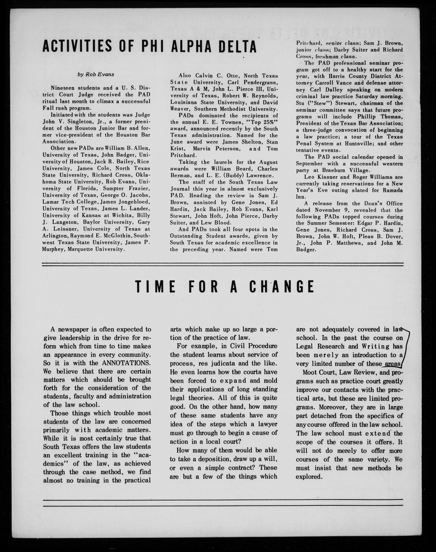 Annotations of the South Texas College of Law (Houston, Tex.), Fall, 1967
                                                
                                                    [Sequence #]: 4 of 4
                                                