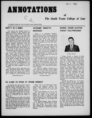 Primary view of object titled 'Annotations of the South Texas College of Law (Houston, Tex.), Spring, 1968'.