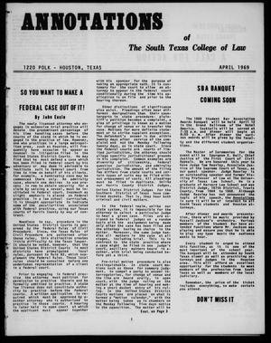 Primary view of object titled 'Annotations of the South Texas College of Law (Houston, Tex.), April, 1969'.