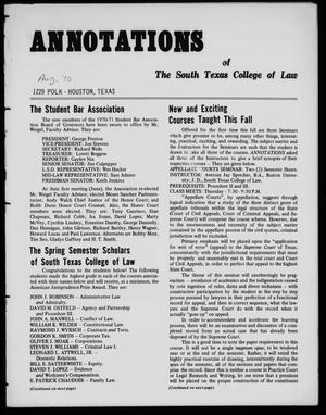 Primary view of Annotations of the South Texas College of Law (Houston, Tex.), August, 1970