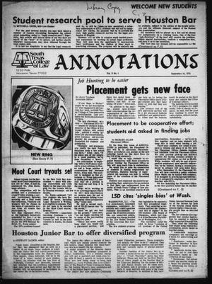 Primary view of Annotations (Houston, Tex.), Vol. 2, No. 1, September 14, 1973