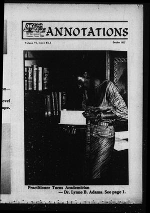 Primary view of South Texas College of Law, Annotations (Houston, Tex.), Vol. 6, No. 3, October, 1977