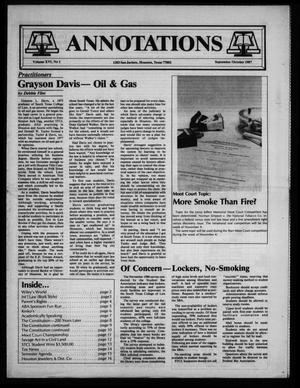 Primary view of Annotations (Houston, Tex.), Vol. 16, No. 1, Ed. 1, September/October, 1987