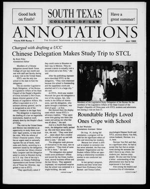 Primary view of South Texas College of Law Annotations (Houston, Tex.), Vol. 22, No. 1, Ed. 1, July, 1993