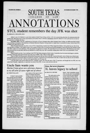 Primary view of South Texas College of Law Annotations (Houston, Tex.), Vol. 22, No. 3, Ed. 1, November/December, 1993