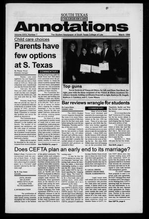 Primary view of South Texas College of Law Annotations (Houston, Tex.), Vol. 24, No. 7, Ed. 1, March, 1996