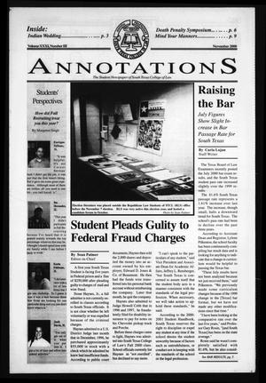 Primary view of South Texas College of Law Annotations (Houston, Tex.), Vol. 31, No. 3, Ed. 1, November, 2000