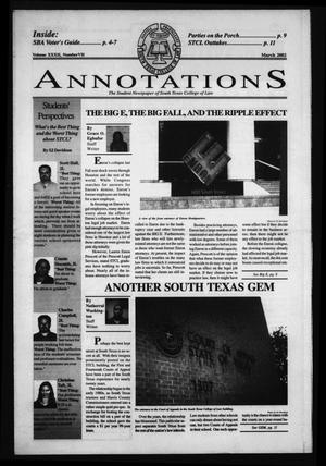Primary view of object titled 'South Texas College of Law Annotations (Houston, Tex.), Vol. 32, No. 7, Ed. 1, March, 2002'.
