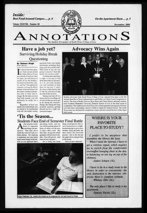 Primary view of object titled 'South Texas College of Law Annotations (Houston, Tex.), Vol. 38, No. 3, Ed. 1, November, 2005'.