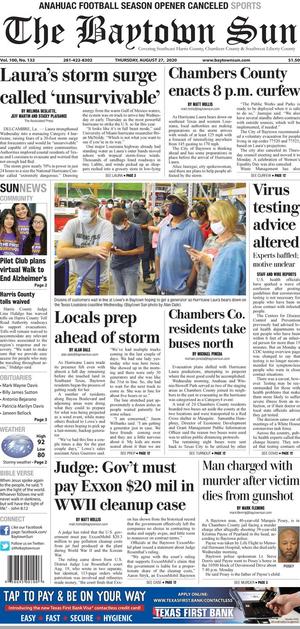 Primary view of The Baytown Sun (Baytown, Tex.), Vol. 100, No. 132, Ed. 1 Thursday, August 27, 2020