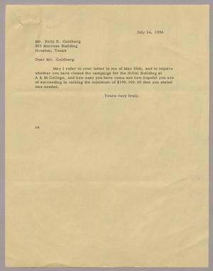 Primary view of [Letter from I. H. Kempner to Mr. Billy B. Goldberg, July 14, 1956]
