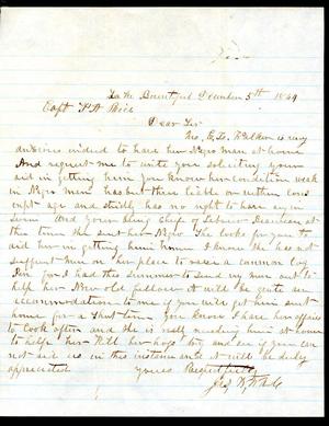 Primary view of [Letter from James D. Wade to Fred A. Rice - December 5, 1864]